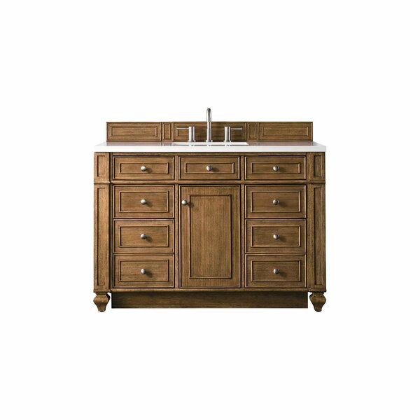 James Martin Vanities Bristol 48in Single Vanity, Saddle Brown w/ 3 CM White Zeus Quartz Top 157-V48-SBR-3WZ